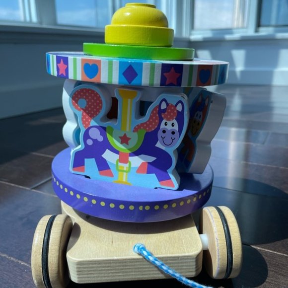 Melissa & Doug First Play Carousel Pull Toy and puzzle - Picture 7 of 8